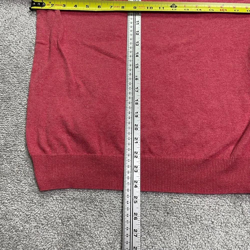J.Crew Pullover Sweater Mens Medium Red V-Neck Cotton Cashmere Business Casual